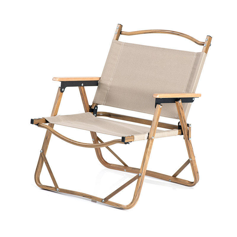 Custom Outdoor Wood Grain Metal Frame Folding Wholesale Beach Camping Chair 