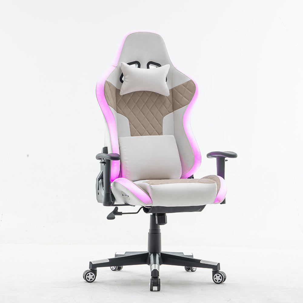 luxury gaming gamer computer chair in pu leather with headrest and waist pillow 