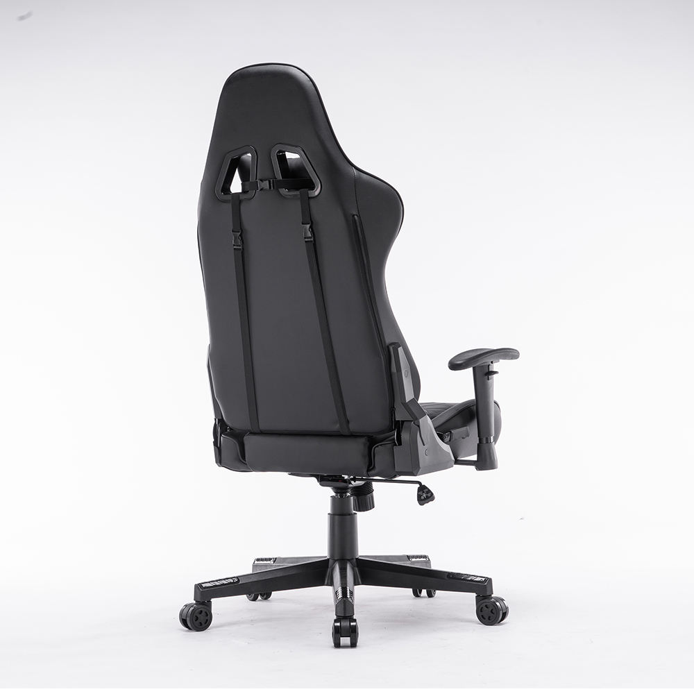 High quality black gaming chair with footrest and pillow customization racing chair 